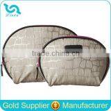 Fashion Gold Stone Pattern 2 Piece Shell Shape Cosmetic Bag Set Leather thumbnail-1