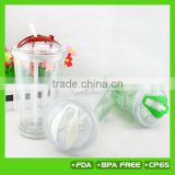16oz double wall plastic cup with dome lid and straw ,NEW PRODUCT