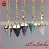 Fashion cheap natural semi-precious stone jewelry wholesale bullet pendant- crystal, aventurine, rose quartz, amethyst