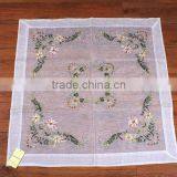 High Quality Handwork Classic Beaded Floral Ribbon Embroidery Table Cloth