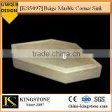 KSS097 Beige Marble Stone Bathroom Corner Sink thumbnail-1