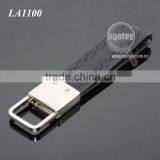 High Quality Promotional Black Genuine Leather Zinc Alloy Blank Metal Car Leather Keychain thumbnail-6