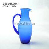 Whole Sale 1700ml Colored Glass Pitcher Water Jug With Glass Side Handle