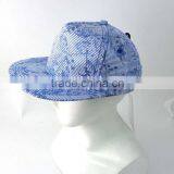 WLOF0702-12 100% Cotton Canvas Blue Floral Printed Baseball Cap Flat Brimmed thumbnail-1