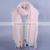TOP Popular Plain Pure Color Women Scarf Voile Cotton Scarves 180*90 Pashmina thumbnail-4