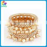Multi Layers Gothic Punk Style Beaded Women Lady Brand Rose Gold Bracelet thumbnail-1