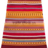 Multi colour stripes flat weave cotton rug