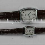 Special Rectangular Crozzling Twin Watches Emulational Leather Watches for Valentines thumbnail-1