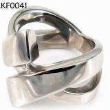 Mens Black Smooth Titanium Stainless Steel Biker Ring Silver thumbnail-4