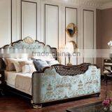 New Design Chinese Style Solid Wood Bedroom Furniture Fabric Double Bed thumbnail-1