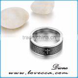 Top Quality Stainless Steel Black Ring Lord's Prayer With Cross thumbnail-2