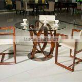 Wooden chair with design round table