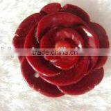 Wholesale 30mm Dark Red Natural Coral Flower Shape Pendant for Necklace thumbnail-1