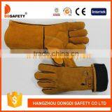DDSAFETY Wholesale Yellow Cow Split Leather Welding Gloves thumbnail-1