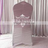 White Universal Ruched at Back Spandex Chair Cover Pleated Lycra Chair Cover for Wedding Decor thumbnail-2