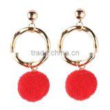Fashion Colorful Pompon Gold Plated Hoop Earrings for Women Accessories thumbnail-5
