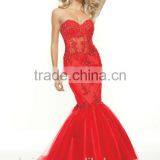 Sexy Red Black Beaded Satin Mermaid Fairytale Evening Dresses thumbnail-1