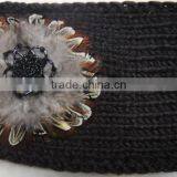 Fashion New Hot Knitted Acrylic Designer Feather Headband for Winter thumbnail-3