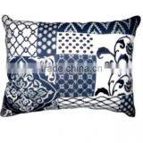 Blue Denim Patched Pillow With All Over Reverse Color Embroidery Cushion Cover thumbnail-1