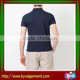 Hot Sale Clothing Plain Two Button Men's Dark Blue Polo Neck Short Sleeve Shirt thumbnail-5