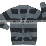 100%cotton Men Knitted Striped Cardigan Sweater thumbnail-1