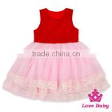 53SQG056 Lovebaby Beautiful Baby Party Sleeveless Red Tops With Pink 3 Layers Yarn TUTU Dress Silk Frock Design