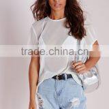 Cheap Sheer Mesh Short Sleeve Women t Shirt Wholesale China thumbnail-2