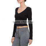 Blank Long Sleeve Tshirts Lady Crop Top Style t Shirt for Women thumbnail-2