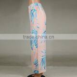 2017Women Casual Pants Loose Printed Leaf Pattern Pink thumbnail-2