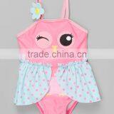 New Fashion Girl Beachwear With Pink Owl Skirted One-Piece Girl Swimwear Child Clothes G-NP-S905-387 thumbnail-1