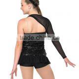 2017 Hot !-black Sequin One Sleeve Jazz Costumes-dance Lace Leotard Costumes thumbnail-2