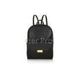 Fashion Korean Black Leather Backpack Bag For Girls / Boys , Exquisite Workmanship