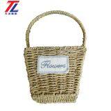 Wholesale Cheap Grass Braid Stitched Natural Gift Straw Basket With Handle thumbnail-2