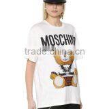 100% Cotton Round Neck T-shirt for Women With Bear Print Pattern thumbnail-3