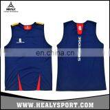 New Style Famous Brand Navy Blue Basketball Gym Suit Mesh Dry Fit Men Basketball Jersey thumbnail-2