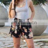 Floral Print Shorts Elastic Waistband Sexy Hot Beach Shorts Women thumbnail-1