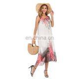 2020 Explosion Models Summer Plus Size Chiffon Floral V-neck Strap Dress New Loose Print Fashion Factory Direct Sales thumbnail-4