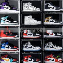 Foldable Side Open Door Giant Wholesale Stackable Magnetic Transparent Plastic Acrylic Hitop Custom Logo Storage Clear Shoebox thumbnail-4