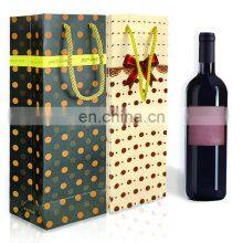 Luxury Wholesale Art Paper Custom Made Print Logo White Kraft Coloured Paper Wine Bottle Packaging Bag With Handle