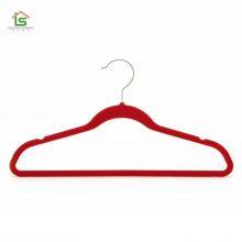 BSCI Certificate Wholesale Black Color Flocking Felt Hangers for Clothes Trousers Velvet Hanger thumbnail-5