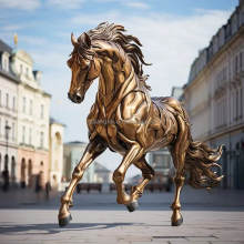 Handcrafted Bronze Horse Sculpture, Dynamic Equestrian Art, Luxurious Home Museum or Gallery, High-end Metal Handicrafts thumbnail-5