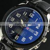 New Classic Swiss Design Mens Man Black Face Army Military Leather Sport Watch thumbnail-1