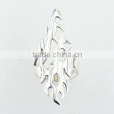 Adjustable Plain Sterling Silver Ring "On Fire" Free Shape Design thumbnail-1
