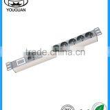 19" 1U France Type 8 Ways PDU Socket With Current Voltmeter Show Control thumbnail-1