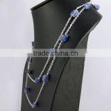 Tropical Glow !! Created Blue Tanzanite 925 Sterling Silver Chain, Silver Jewelry Exporter And Manufacturer, Handmade Chain