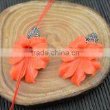 LFD-0020B DIY Orange Shell Flowers Pave Rhinestone Crystal Connectors Beads For Making Charm Bracelet Necklace thumbnail-3