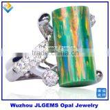 Green Olive 9*18mm Opal Ring 925 Sterling Sliver Fashion Jewelry thumbnail-1