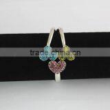 Hot Women Silver Tone 2 Heart Crystal Cuff Bracelet Bangle Fashion Jewelry Gift thumbnail-5