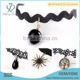 Vintage Punk Short Black Lace Velvet Choker Necklace for Women thumbnail-1