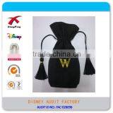Decorative Suede Customized Embroidered Jewelry Bag with Tassel